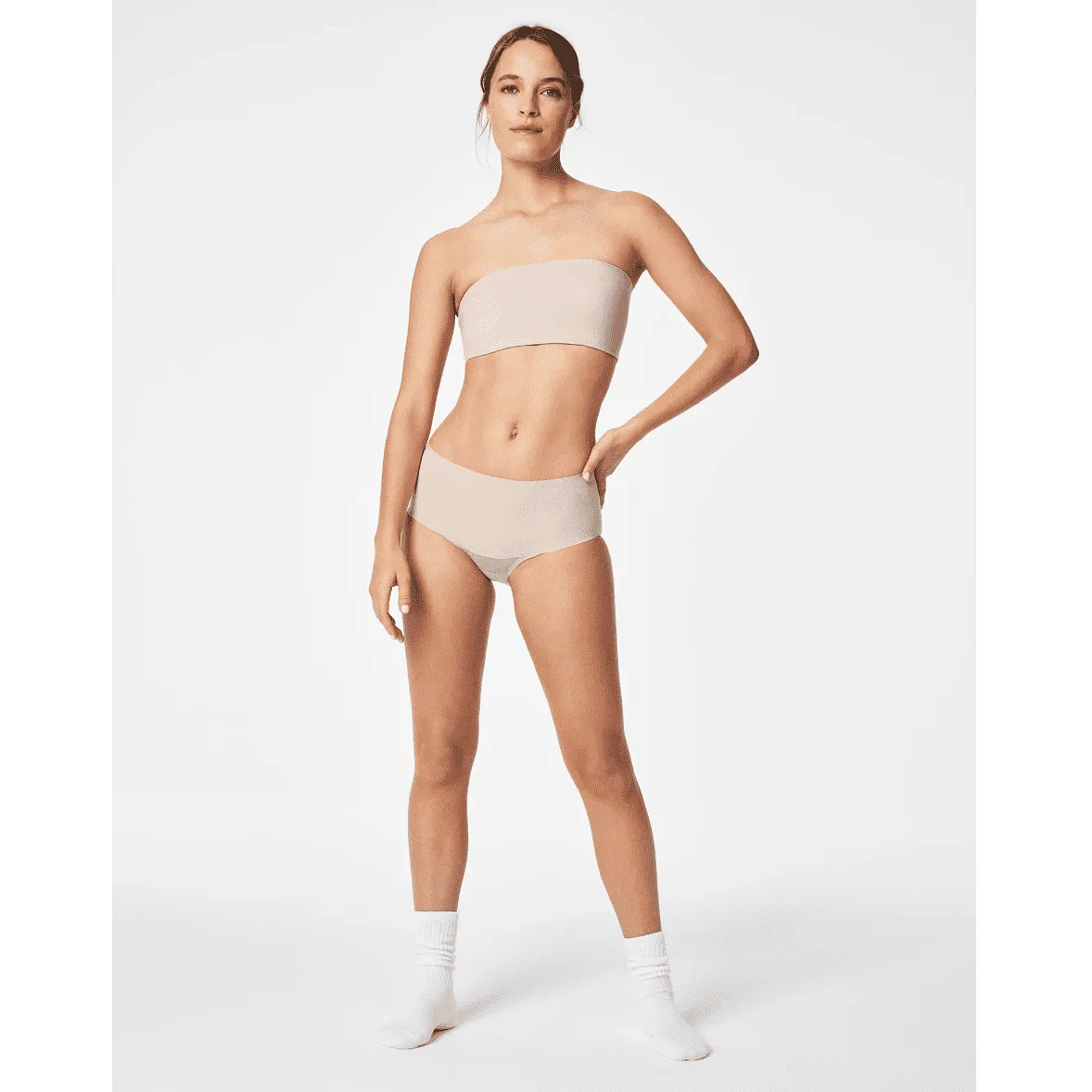 Spanx Beige Suit Your Fancy Bandeau Bra in Champagne Beige and Black