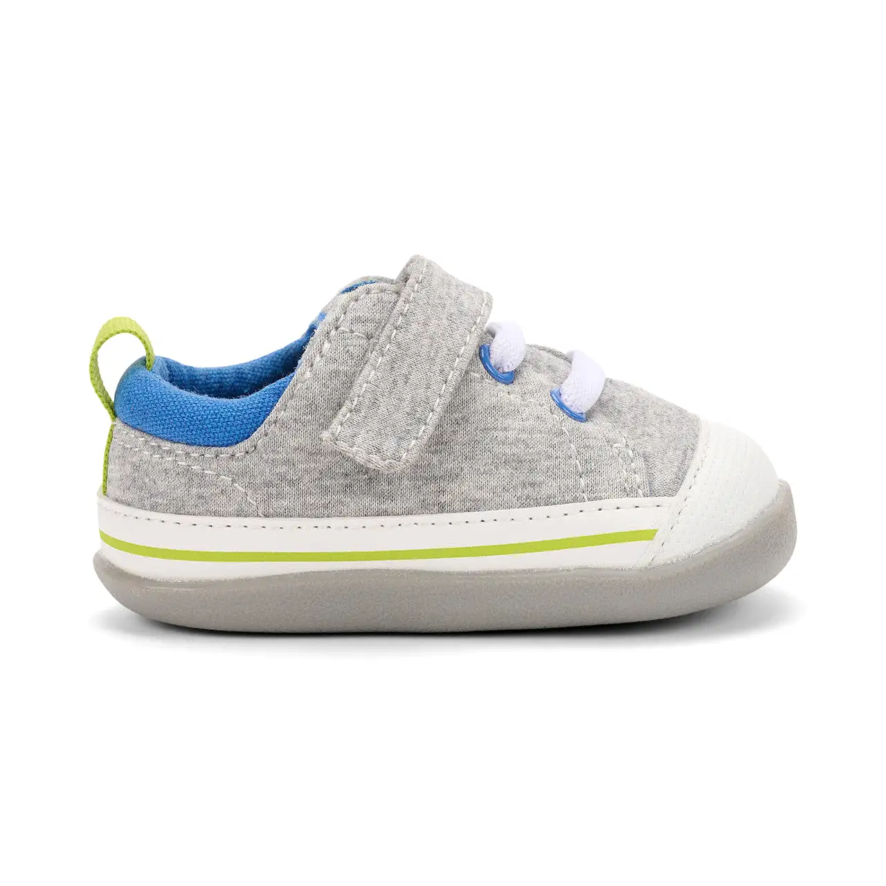 Stevie II (First Walker) Infant Shoe - Grey Jersey/Lime