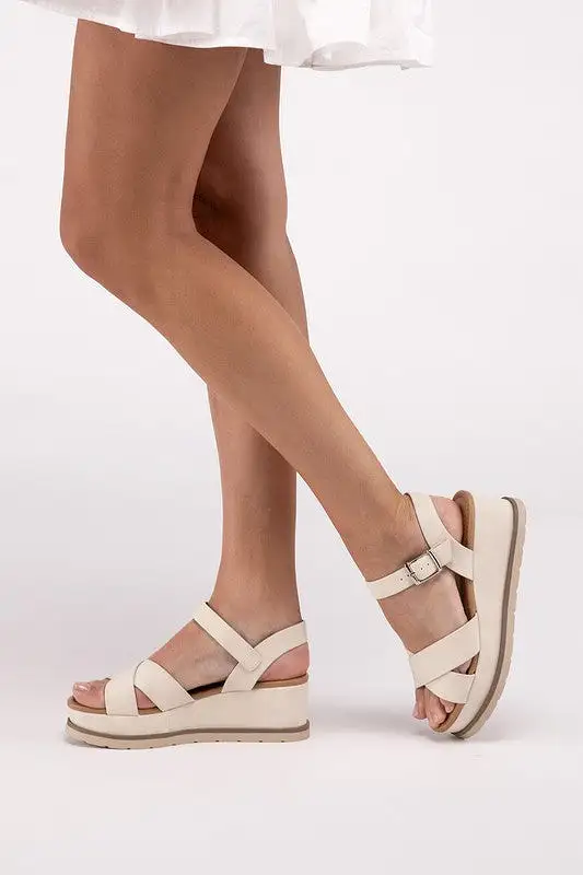 Summer Nights Cross Strap Wedge Sandals