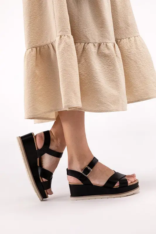 Summer Nights Cross Strap Wedge Sandals