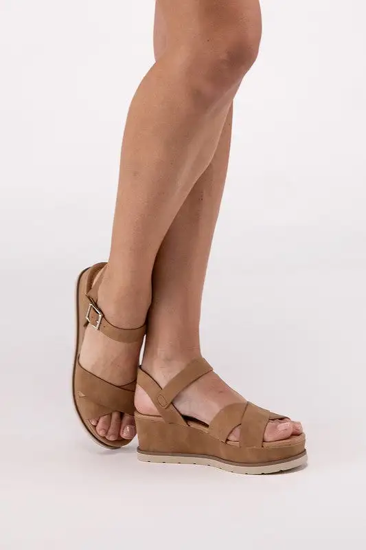 Summer Nights Cross Strap Wedge Sandals