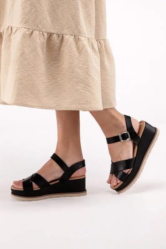 Summer Nights Cross Strap Wedge Sandals