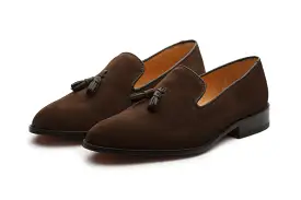 Tassel Loafers - Brown Suede