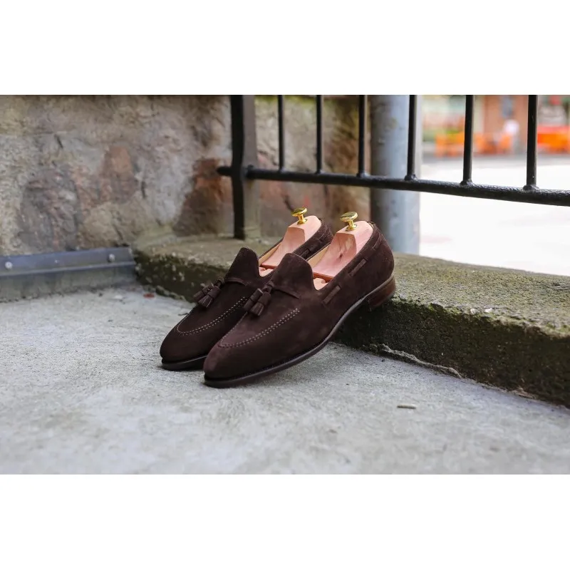 TLB Artista Tassel Loafer Dark Brown Suede