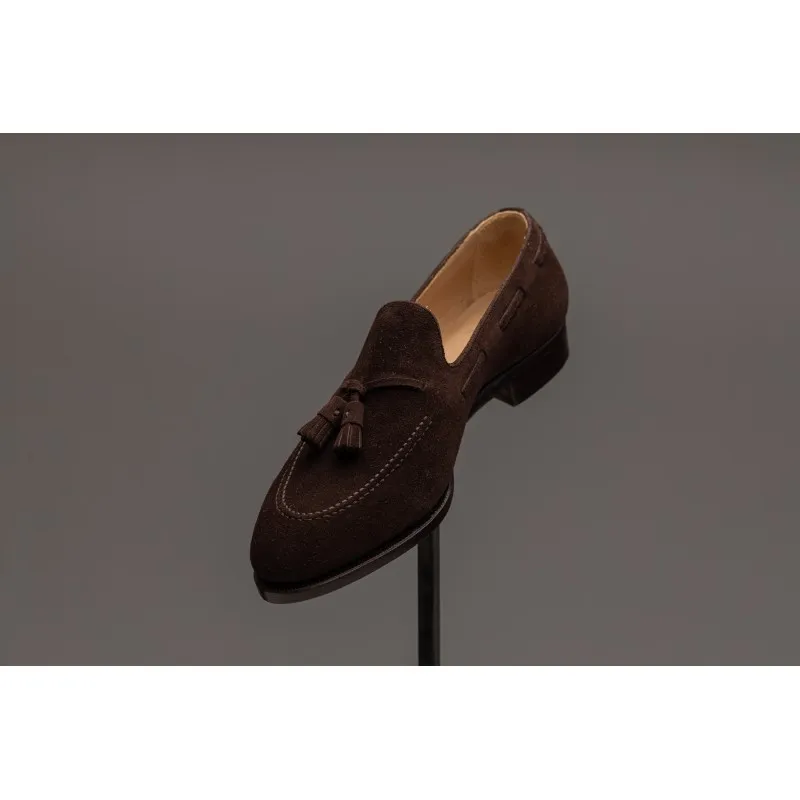 TLB Artista Tassel Loafer Dark Brown Suede