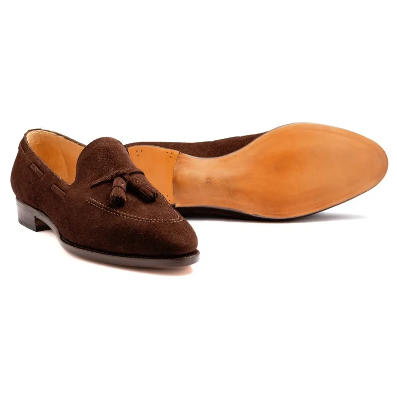 TLB Artista Tassel Loafer Dark Brown Suede