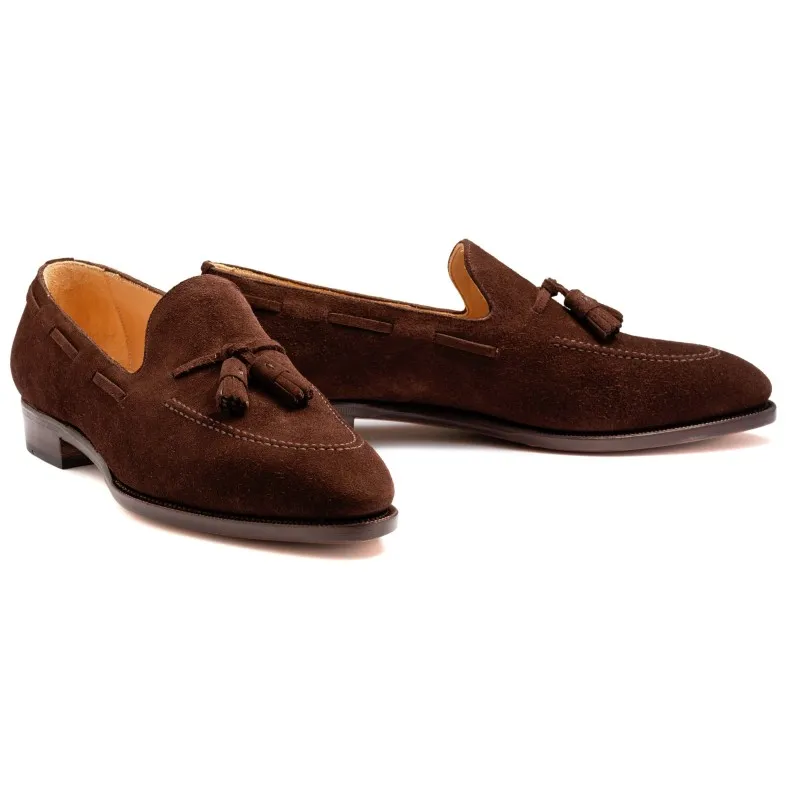 TLB Artista Tassel Loafer Dark Brown Suede