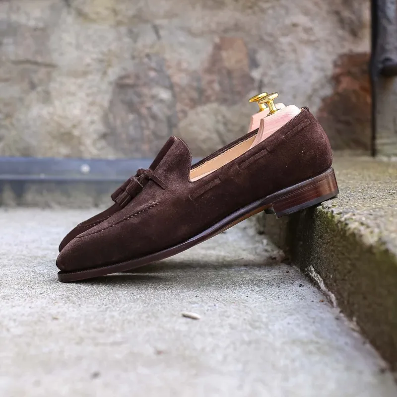 TLB Artista Tassel Loafer Dark Brown Suede