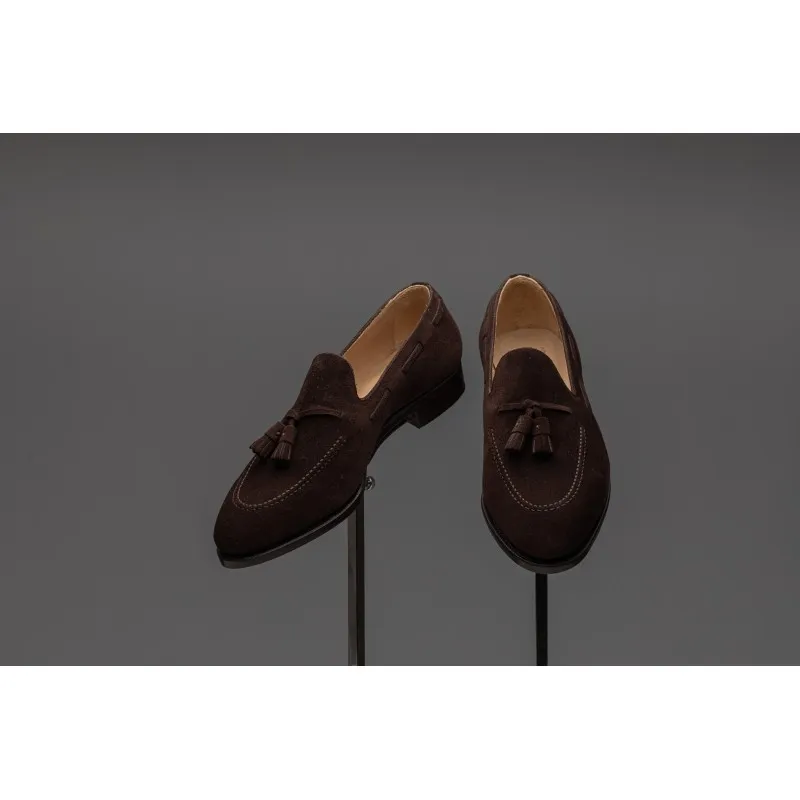 TLB Artista Tassel Loafer Dark Brown Suede