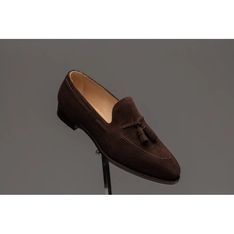 TLB Artista Tassel Loafer Dark Brown Suede