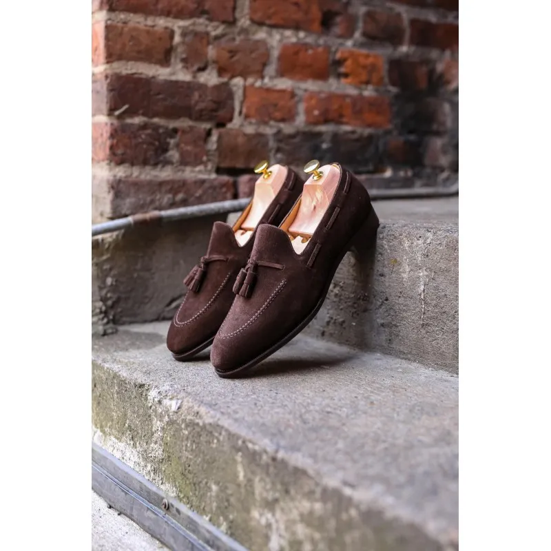 TLB Artista Tassel Loafer Dark Brown Suede