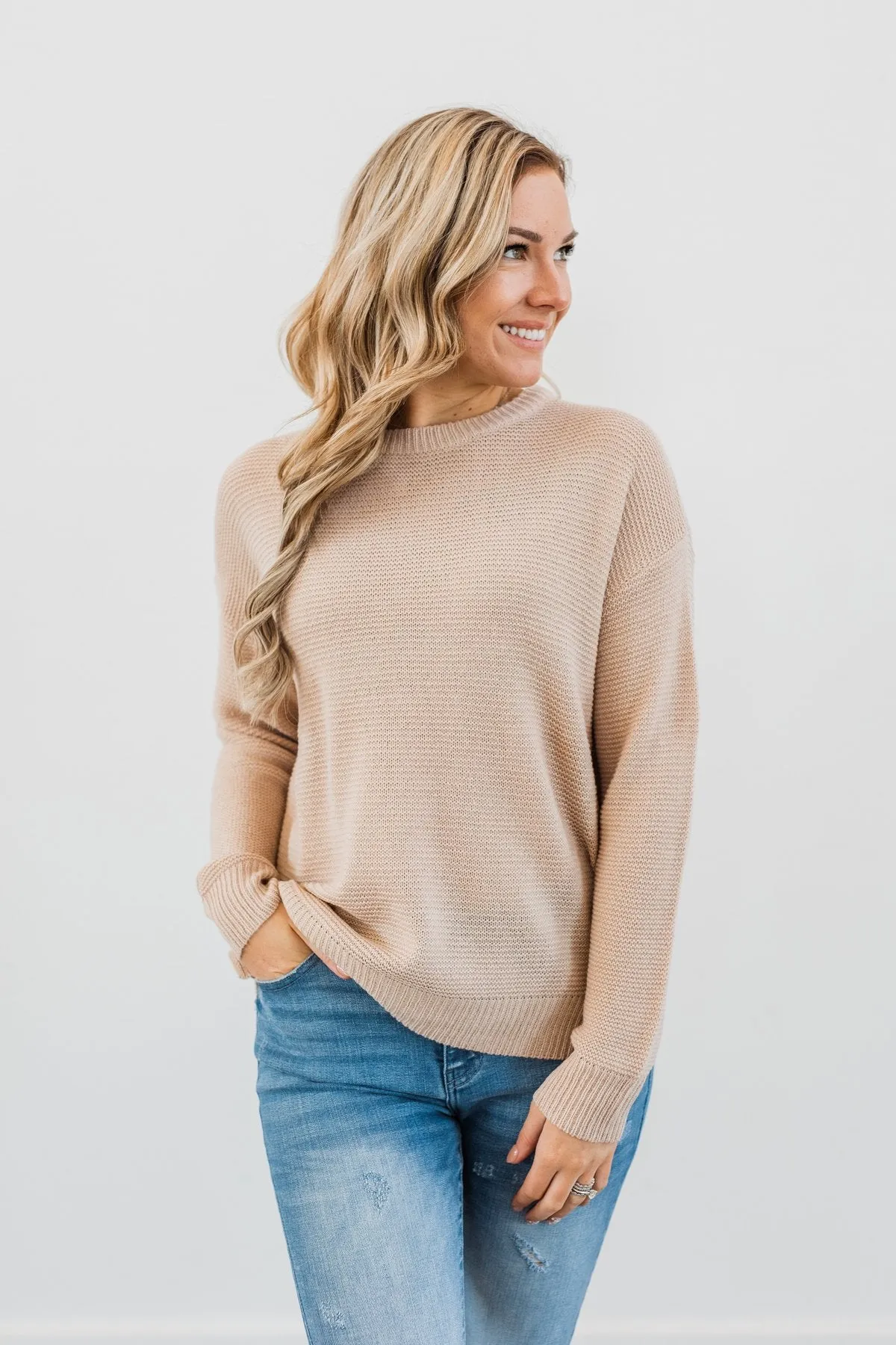 Today Is The Day Knit Sweater- Light Taupe