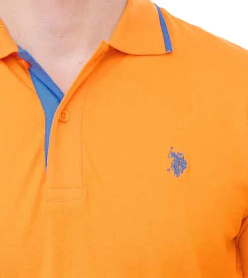 U.S. POLO ASSN. Men's polo shirt, basic shirt, cotton shirt, short-sleeved shirt, 197 63899 52520 315 orange/light blue