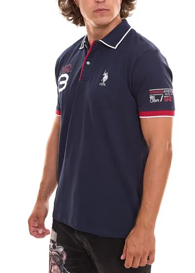 U.S. POLO ASSN. Short-sleeved polo shirt comfortable polo shirt for men with front print cotton shirt 197 65037 52520 175 Navy