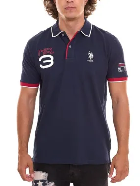 U.S. POLO ASSN. Short-sleeved polo shirt comfortable polo shirt for men with front print cotton shirt 197 65037 52520 175 Navy