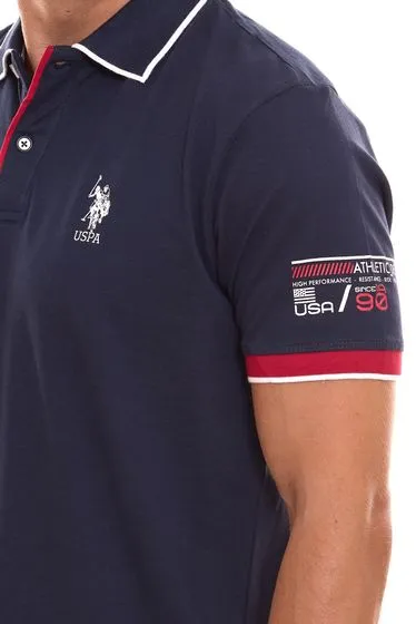 U.S. POLO ASSN. Short-sleeved polo shirt comfortable polo shirt for men with front print cotton shirt 197 65037 52520 175 Navy