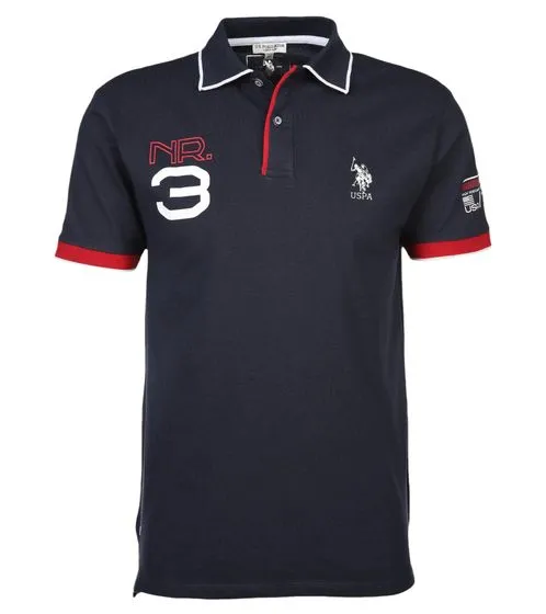 U.S. POLO ASSN. Short-sleeved polo shirt comfortable polo shirt for men with front print cotton shirt 197 65037 52520 175 Navy