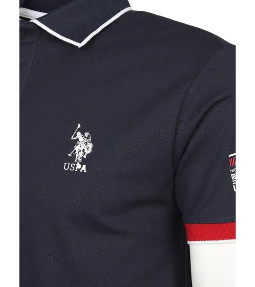 U.S. POLO ASSN. Short-sleeved polo shirt comfortable polo shirt for men with front print cotton shirt 197 65037 52520 175 Navy