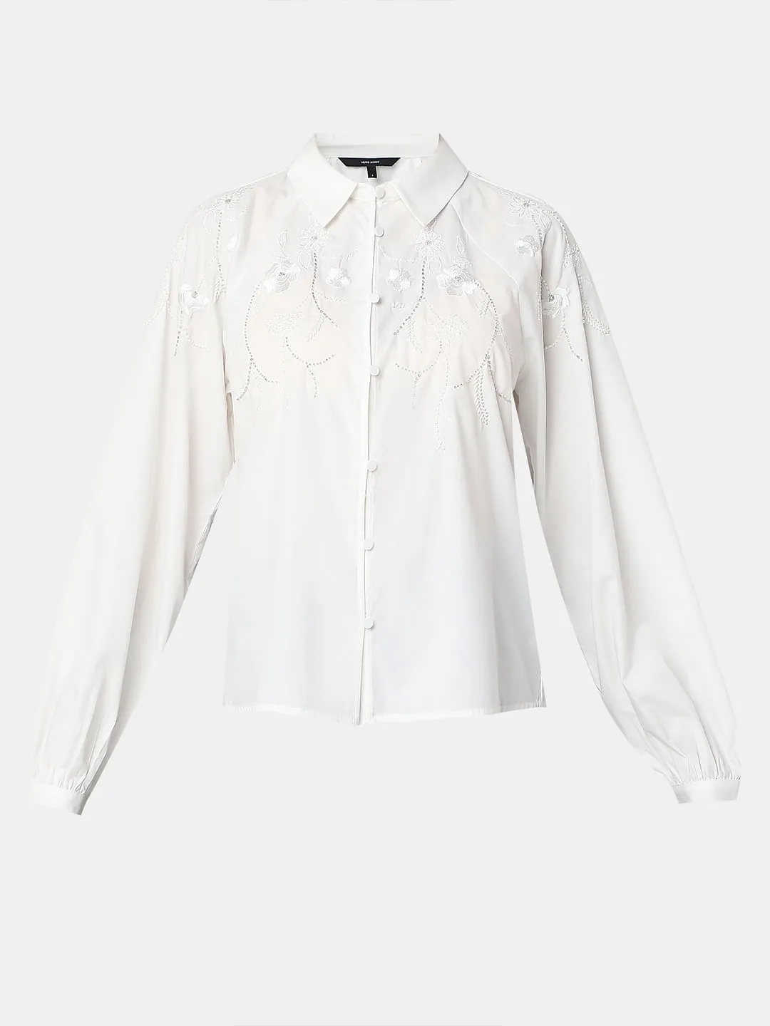 White Embroidered Cotton Shirt