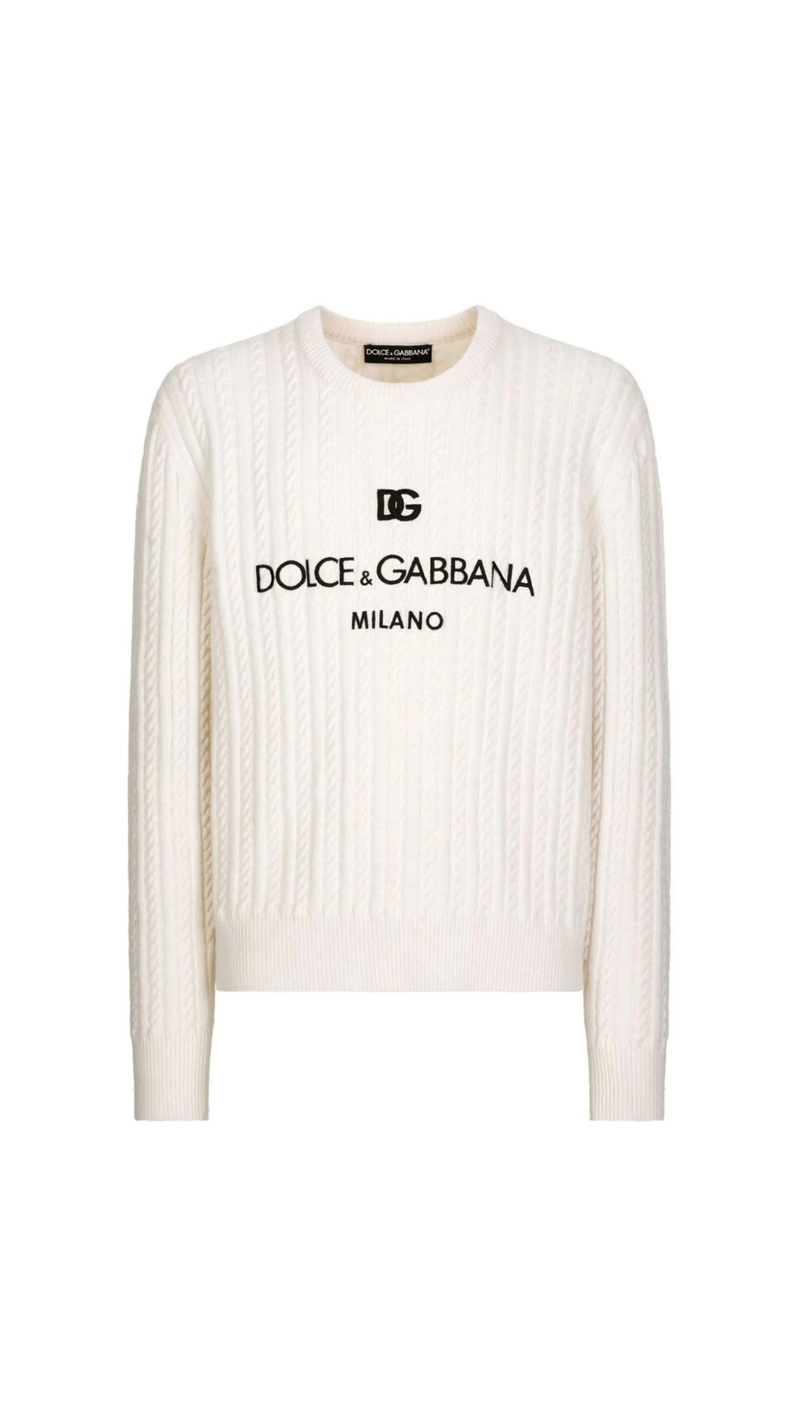 Wool Round-neck Sweater With Logo Embroidery - White