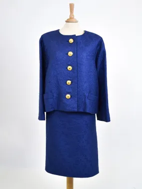 YSL Rive Gauche blue suit with golden buttons, 80s